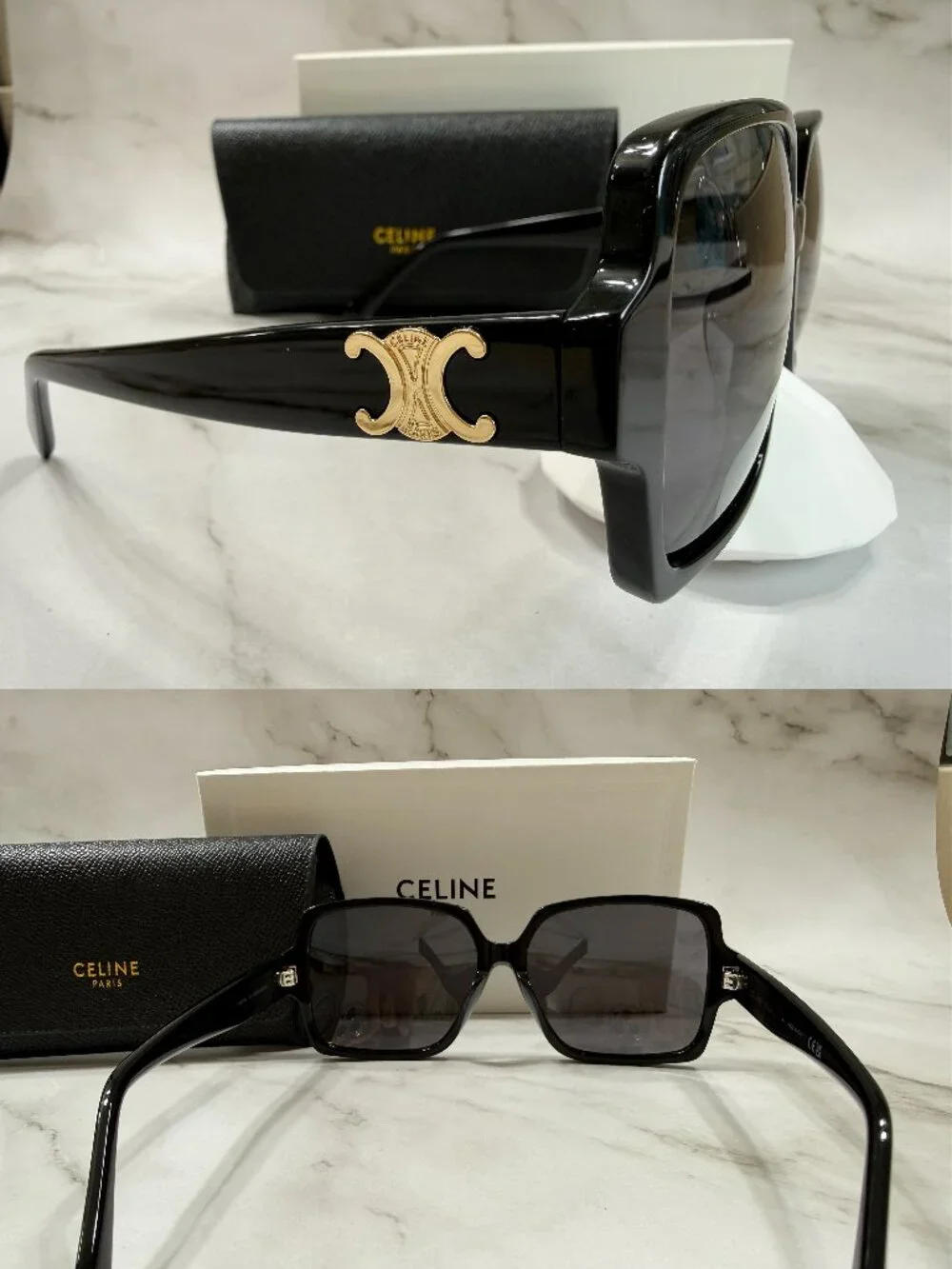 Celine Triomphe Square Sunglasses CL40316U Sunglasses Black
